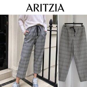 Aritzia Babaton Jimmy Grey Check Trousers Sz S